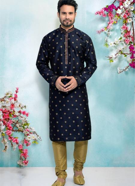 Blue Colour Designer Fancy Party And Function Wear Traditional Jaquard Silk Brocade Kurta Pajama Redymade Collection 1031-8357